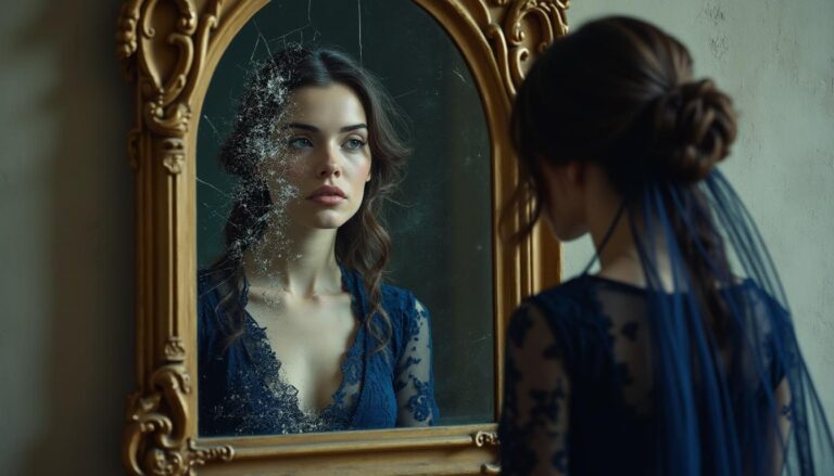 explorez comment le miroir devient le reflet des doutes et des incertitudes liés à l'image de soi, dévoilant les complexités de la perception personnelle.
