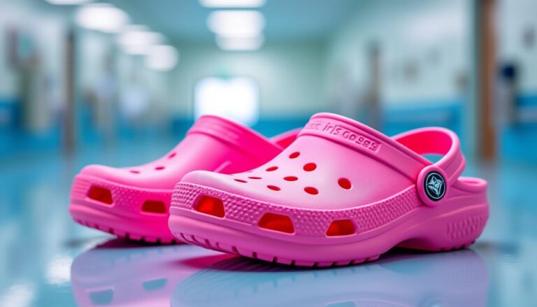 découvrez le sabot médical crocs classic en rose fluo, l'alliance parfaite du confort et du style pour vos longues journées au bloc opératoire.