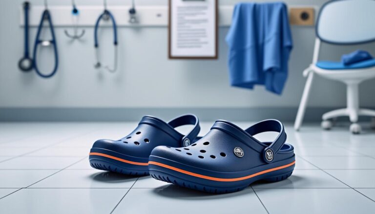 découvrez le sabot médical crocs crocband en bleu marine, alliant confort exceptionnel et style moderne, idéal pour les professionnels de santé exigeants.